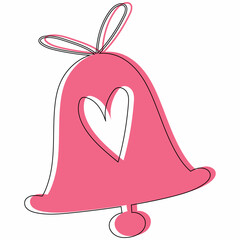 Bell with pink heart decoration design.