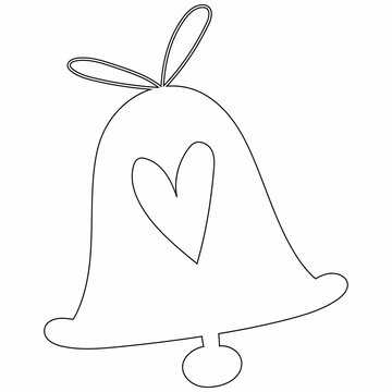 Bell with hearts line drawing valentines day decoration design

