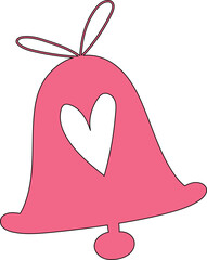 Bell with pink heart decoration design.