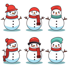 Set of christmas snowman vector art icon design 
