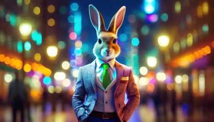 Anthromorphic Rabbit Wearing Fashionable Blazers