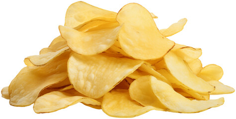 Potato Chips. Isolated on Transparent Background. generative ai