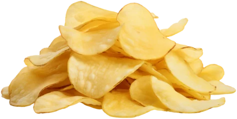 Foto op Plexiglas Potato Chips. Isolated on Transparent Background. generative ai © ‎Fantastic-Stock