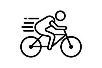 Obraz na płótnie Canvas cyclist icon. cyclist on motion. icon related to speed, sport. suitable for web site, app, user interfaces, printable etc. Line icon style. Simple vector design editable