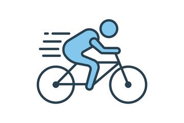 cyclist icon. cyclist on motion. icon related to speed, sport. suitable for web site, app, user interfaces, printable etc. Flat line icon style. Simple vector design editable