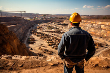 Mining engineer in front of the mine - obrazy, fototapety, plakaty