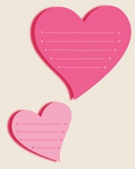 two pink heart shaped digital sticky note background