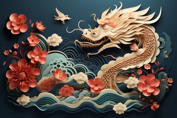 Happy Chinese new year 2024 Zodiac sign, year of the Dragon