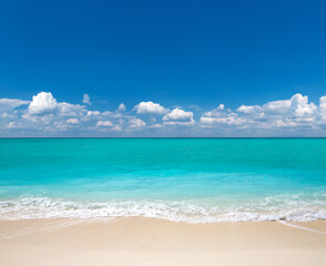 tropical Maldives island with white sandy beach and sea