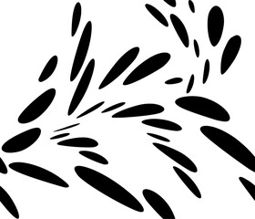 Seamless pattern of elongated, oblong drops or splashes swirling, spinning . Vector.