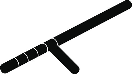 Cartoon Black and White Isolated Illustration Vector Of A Police Baton  - obrazy, fototapety, plakaty