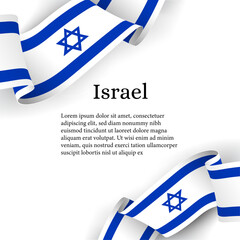 Israel textile waving flag ribbon, peace, independence day, Banner Template Background