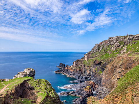 The Crowns Engine Houses, part of the Botallack Mine in Cornwall, England,UK.