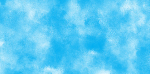 winter seasonal cloudy blue sky background, Sky clouds with brush painted blue watercolor texture, small and large clouds alternating and moving slowly on cloudy winter morning blue sky.
