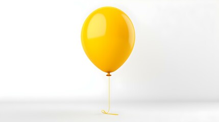 Yellow Balloon on a white Background. Template with Copy Space 