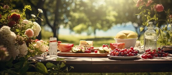 Garden picnic during summer
