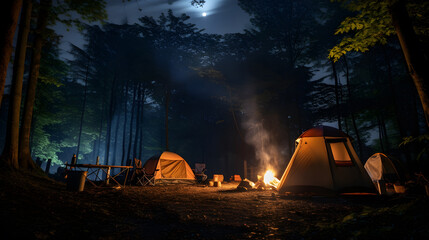 Spend the night camping around the campfire.