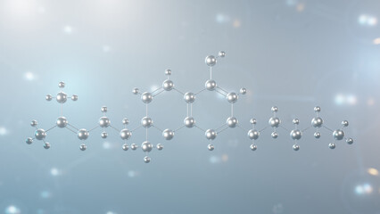 cannabichromene molecular structure, 3d model molecule, cannabichrome, structural chemical formula view from a microscope