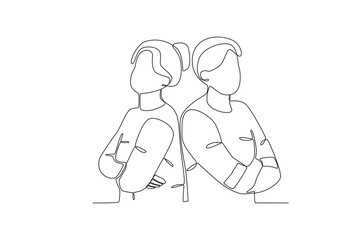 An unhappy relationship. Breakup one-line drawing