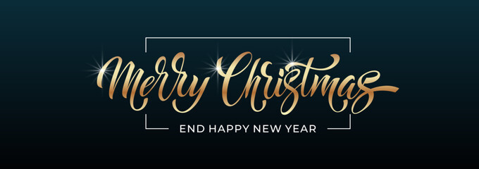 Merry Christmas and Happy New Year hand lettering calligraphy. Vector holiday illustration element.