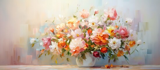 Contemporary artwork featuring flowers in lovely interior design