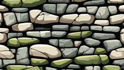 Stone Wall with Crack and Moss Texture for Backdrop and Wallpaper