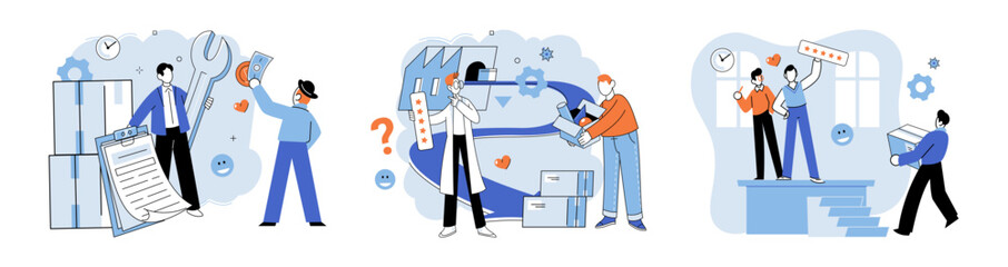 Business process. Vector illustration. Increasing productivity is essential for business success Successful business achievements are result hard work Effective business processes are crucial