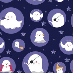 Halloween ghost character pattern background Vector illustration