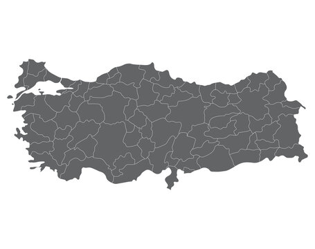 Turkey map with administrative provinces. Map of Turkey