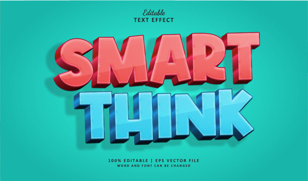 Naklejki Text Effect Think Smart Style 3D Vintage