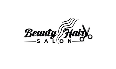 Abstract beauty haircut salon with scissor vector logo. Trendy hair salon logo design with isolated on white background. Beauty logo salon and hair scissors icon vector illustration - obrazy, fototapety, plakaty
