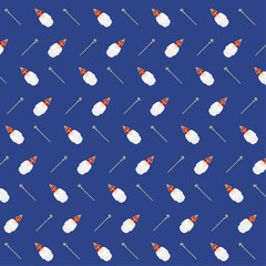 Blue pattern with Sinterklaas mitre and staff - obrazy, fototapety, plakaty