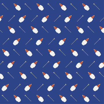 Blue pattern with Sinterklaas mitre and staff