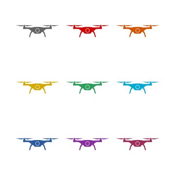 Drone icon isolated on white background. Set icons colorful