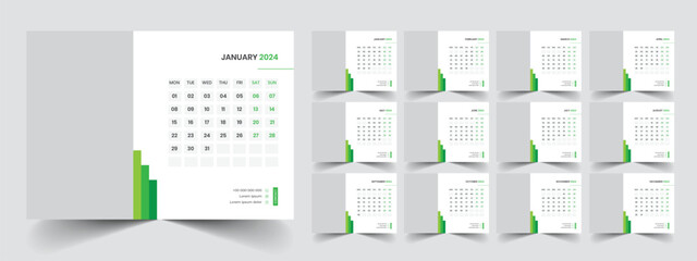 Calendar 2024 week start Monday corporate design planner template