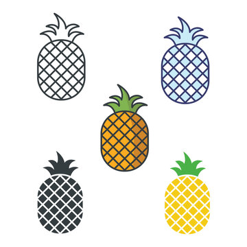 Pineapple icon vector sign and symbol on trendy design for design and print.