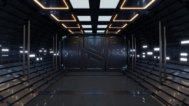 Futuristic si-fi corridor technological tunnel. Green Screen Footage.