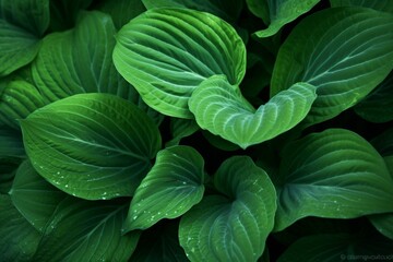 Close-up of textured green leaves. Generative AI