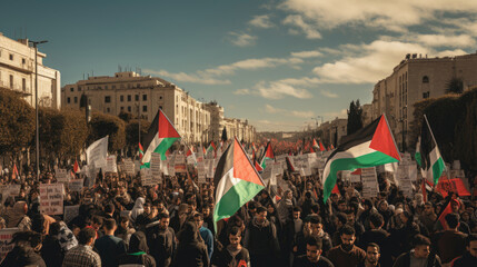 Palestinian protest rally for freedom - obrazy, fototapety, plakaty