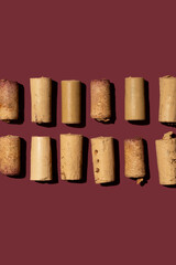 Wine corks collection. Flat lay