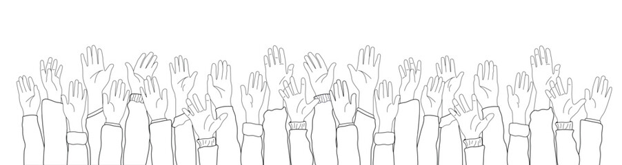 Set of hands raised up in shame doodle vector element. - Powered by Adobe