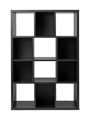 Elegant Black Cube Shelf Isolated on Transparent Background

