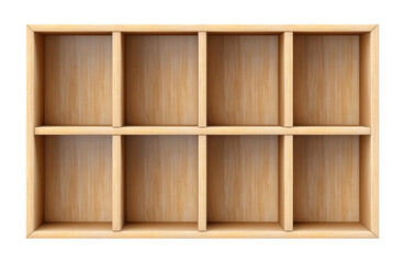 Wooden Cube Shelf Isolated on Transparent Background
