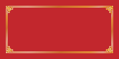 Chinese New Year background with golden border, Tradition Chinese border frame