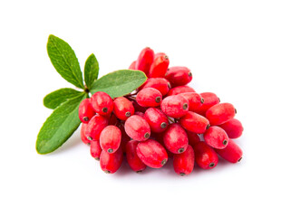 Barberries with leaves on white backgrounds