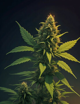 Flor de marihuana con fondo oscuro 