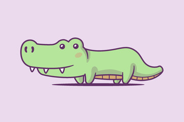 Kawaii crocodile character vector cartoon illustration