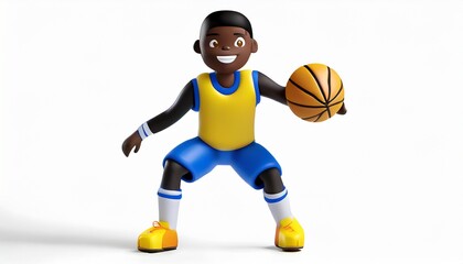 3d miniature toy people, playing basketball
