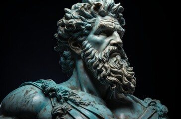 A statue of an ancient god with a beard - obrazy, fototapety, plakaty