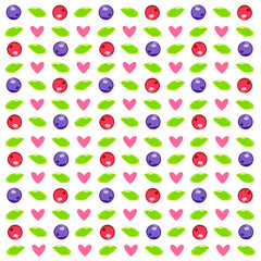 cute background pattern with berries and leaves
